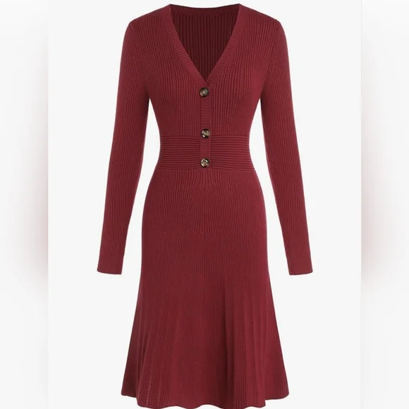 ZAFUL Women's Long Sleeve Midi Sweater Dresses - Picture 1 of 5